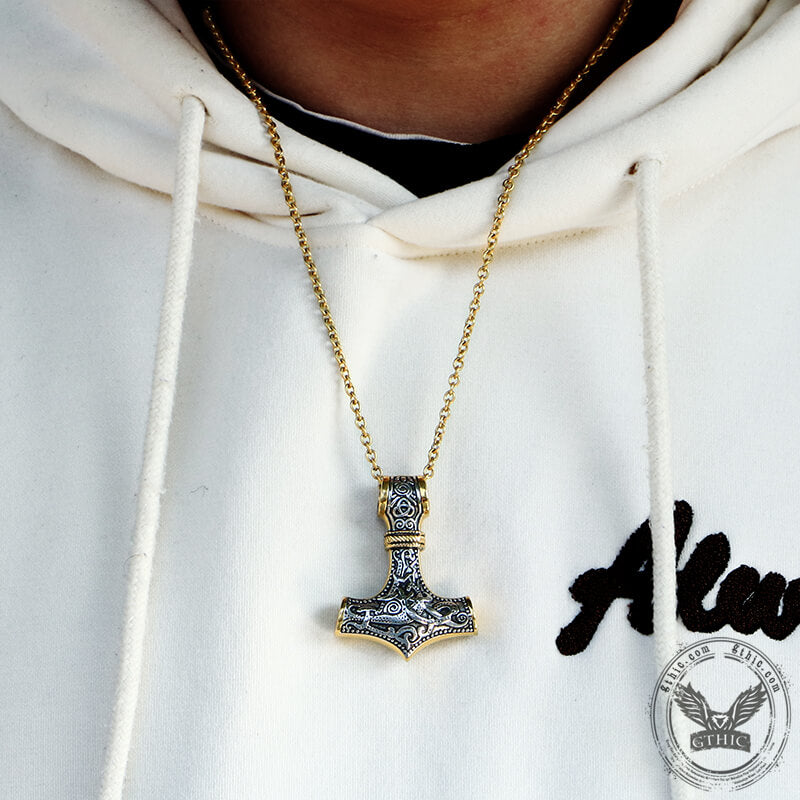 Colgante nórdico de acero inoxidable con el martillo de Thor