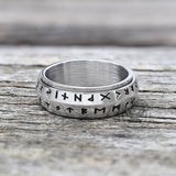 Nordic Viking Runes Stainless Steel Spinner Ring