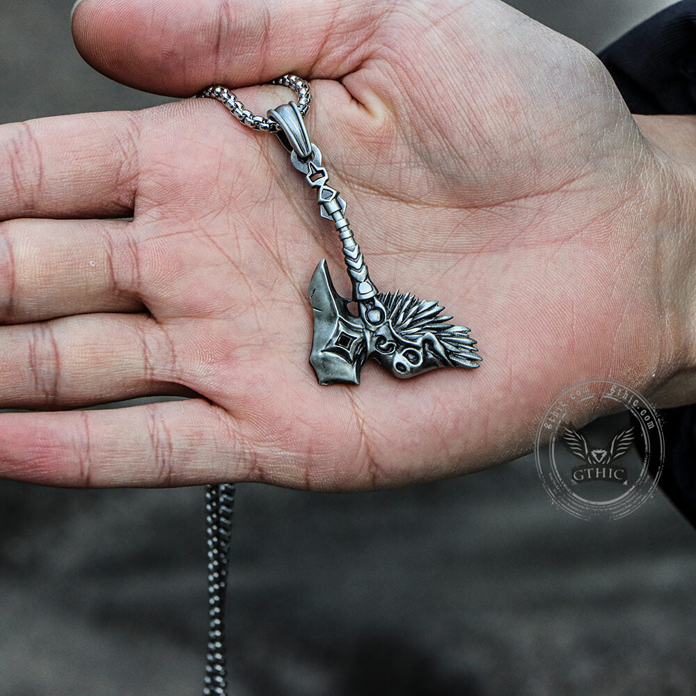 Nordic Viking Tomahawk Pure Tin Necklace