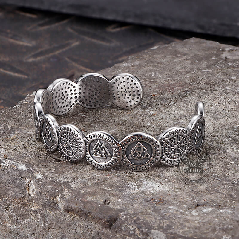 Pulsera de acero inoxidable con tótem vikingo nórdico