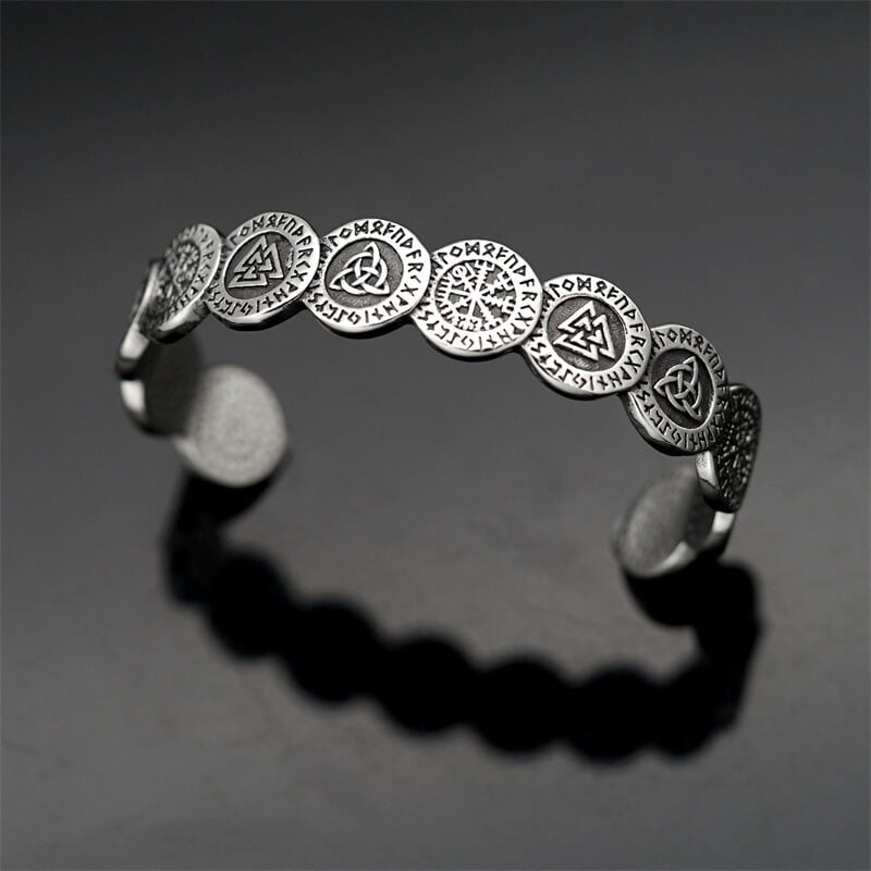 Nordic Viking Totem Stainless Steel Cuff Bracelet