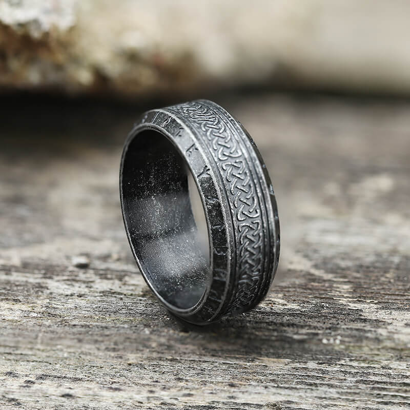 Norse Runes Celtic Knot Stainless Steel Viking Ring