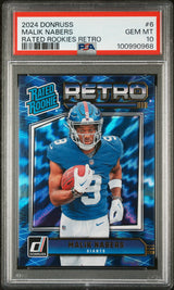 Graded 2024 Panini Donruss Malik Nabers #6 Rated Rookies Retro Rookie RC Football Card PSA 10 Gem Mint