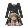 Guosanchn Highland Cow Dresses for Toddle Girls Rose Dresses Long Sleeve Crew Neck Sundresses Kids 3T-4T A Line Swing Twirly Skater Tunic Dresses Pullover T Shirt Dresses Fall Clothes - Lootquake