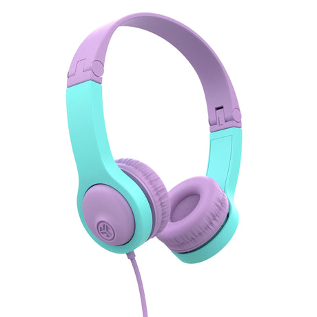 JLab JBuddies Folding Kids Wired Headphones Gen 2 Pink/Teal Toddler Headphones Noise Isolation Kids Safe Volume Limiting Headphones Headphones for Children Ages 2+ - Lootquake