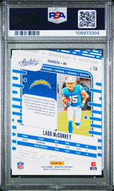 Tarjeta de fútbol RC Ladd McConkey n.° 134 de novato Panini Absolute 2024, PSA 10 Gem Mint