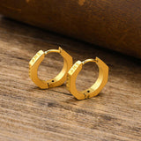 Octagon Viking Runes Stainless Steel Hoop Earrings