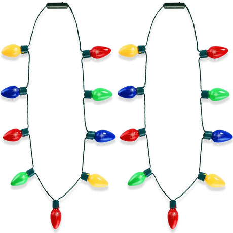 popamaz Christmas LED Light Up Bulb Necklaces 9 LED Bulbs Necklaces with 6 Flash Modes Holiday Necklace Costume Accessories for Christmas Xmas Party Favor(2PCS) - Lootquake