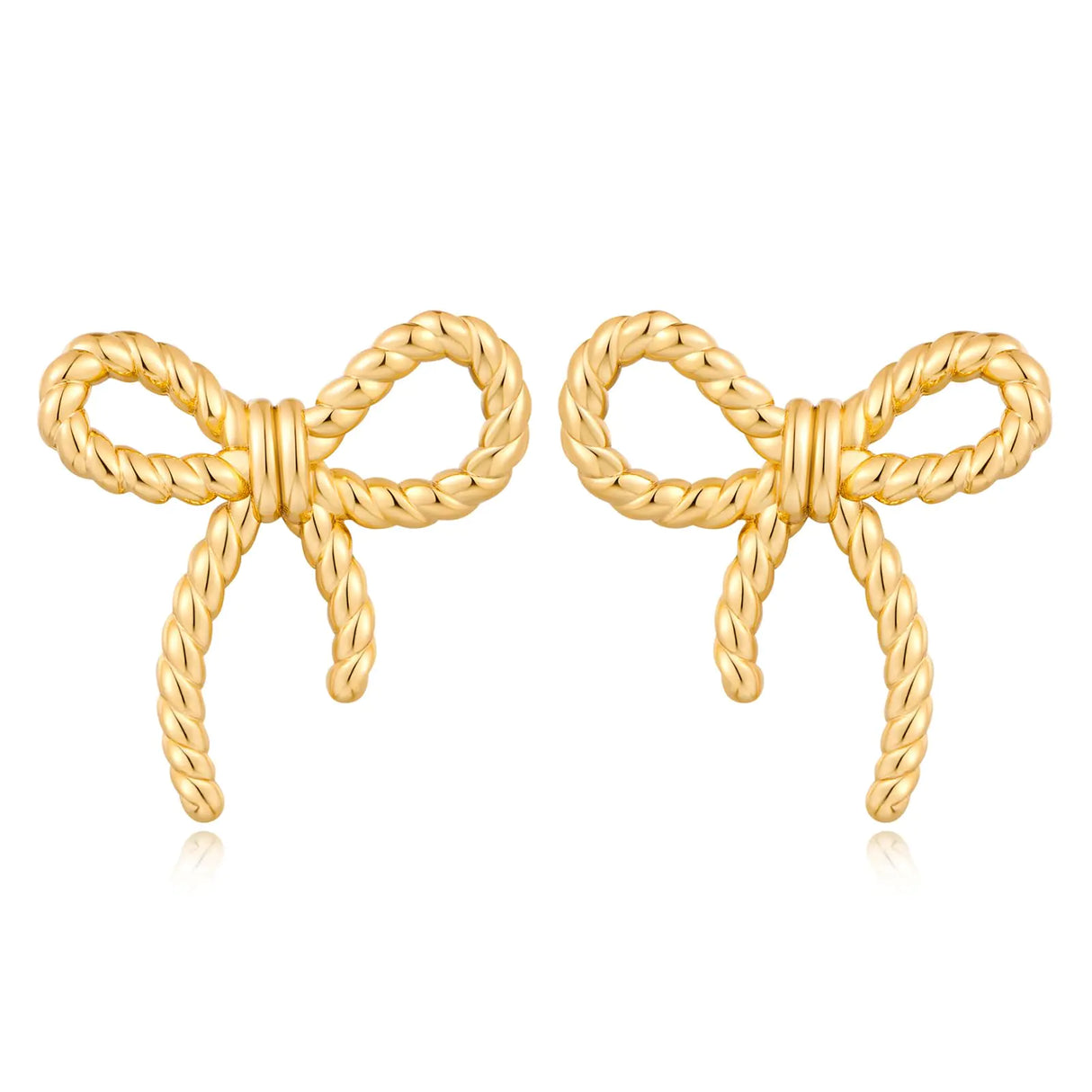 FAMARINE Gold Bow Earrings for Women Twisted Bow Stud Earrings Chic Small Earrings Jewelry - Lootquake