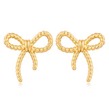 FAMARINE Gold Bow Earrings for Women Twisted Bow Stud Earrings Chic Small Earrings Jewelry - Lootquake
