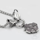 Odin Wolf Raven Stainless Steel Viking Necklace