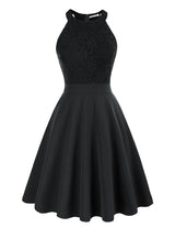 Porm Dresses for Teens Sleeveless Lace Dresses Knee Length Semi Formal Dresses for Wedding Guest Homecoming Dresses Short 2XL Black - Lootquake
