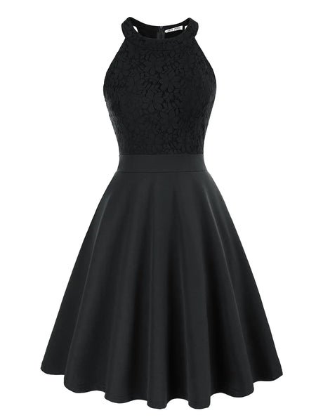 Porm Dresses for Teens Sleeveless Lace Dresses Knee Length Semi Formal Dresses for Wedding Guest Homecoming Dresses Short 2XL Black - Lootquake