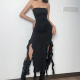 One-shoulder Tube Ruffle Irregular Bodycon Dress