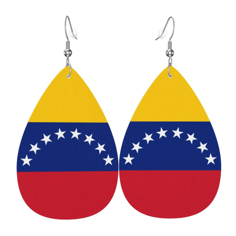 Venezuela Flag Leather Earrings Dangle Earrings Lightweight Teardrop Earrings for Women - Lootquake