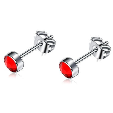FACOKO Women Hypoallergenic Earrings G23 Titanium Studs Earrings Stud Earrings Non-Nickel Dainty CZ Earrings for Sensitive Ears (7MM Light Siam) - Lootquake