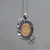 Ouroboros Tree of Life Stainless Steel Spinner Pendant