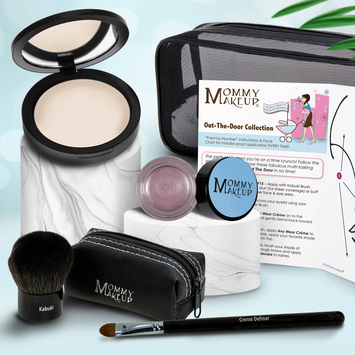 Colección Out The Door | Set de maquillaje multiusos, fácil de llevar y sin talco
