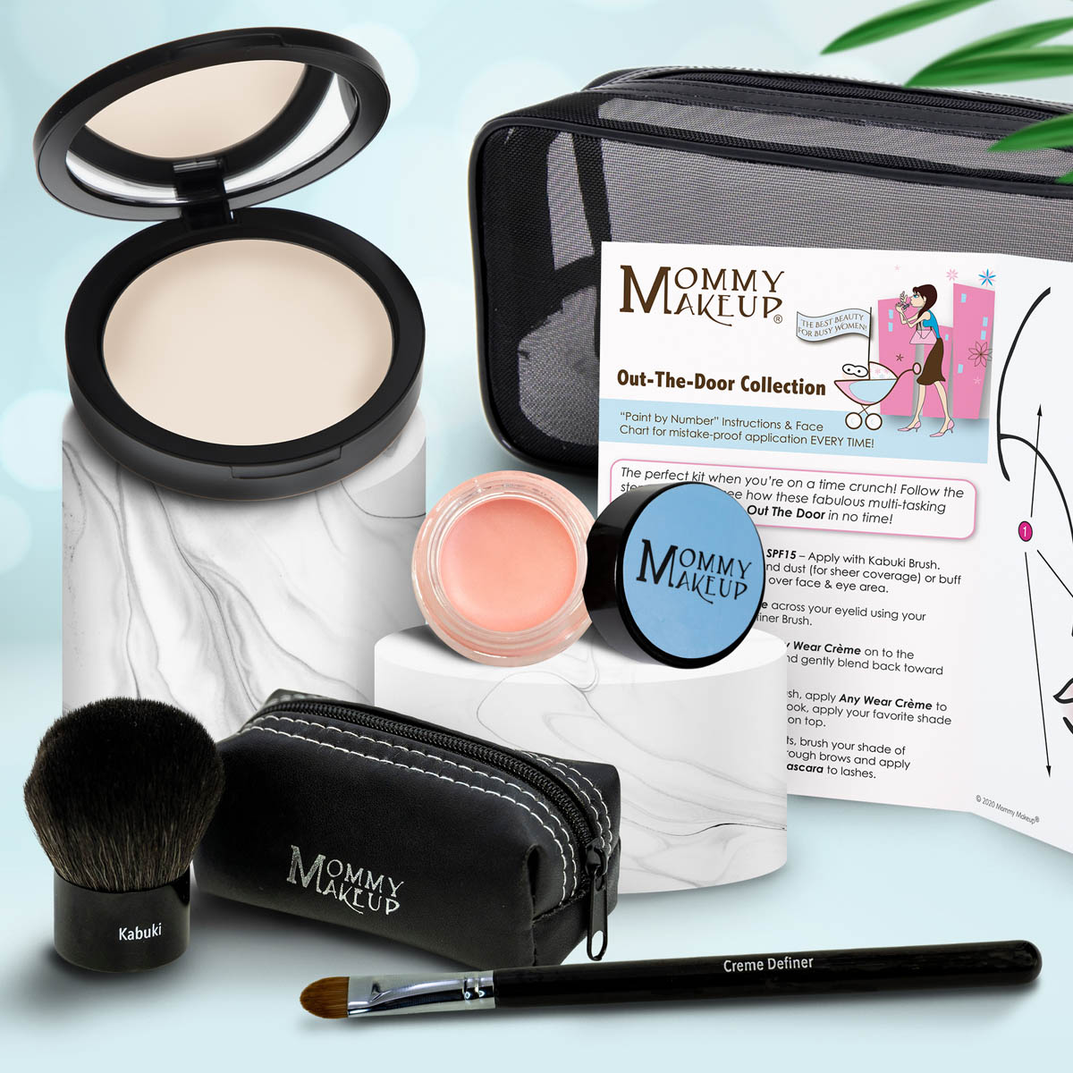 Colección Out The Door | Set de maquillaje multiusos, fácil de llevar y sin talco