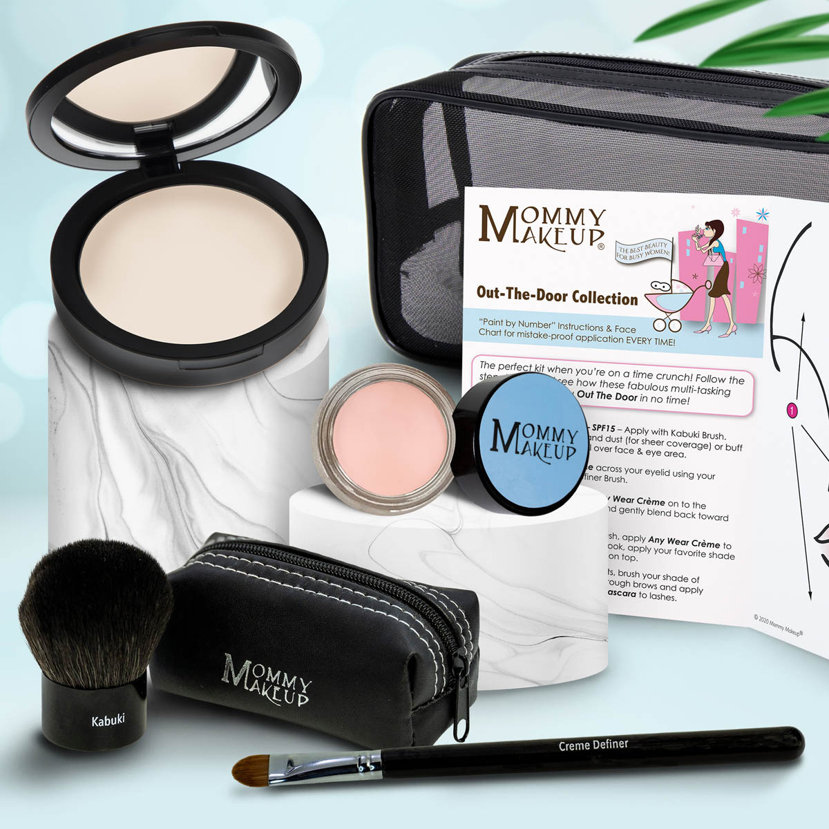 Colección Out The Door | Set de maquillaje multiusos, fácil de llevar y sin talco