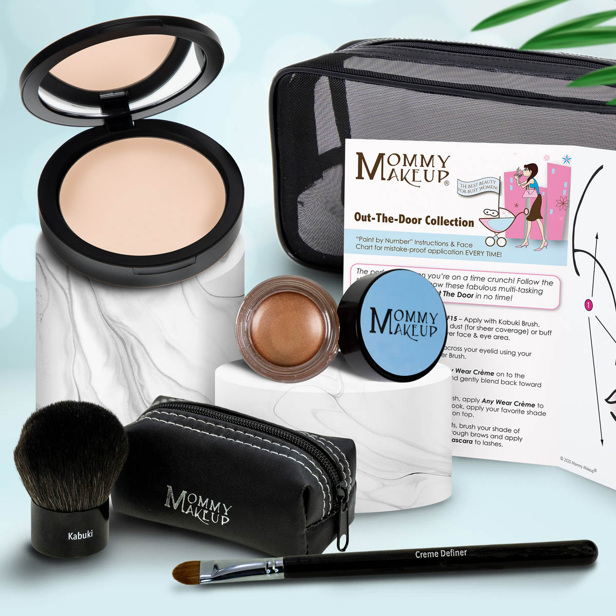 Colección Out The Door | Set de maquillaje multiusos, fácil de llevar y sin talco