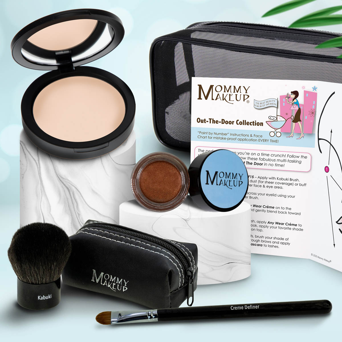 Colección Out The Door | Set de maquillaje multiusos, fácil de llevar y sin talco