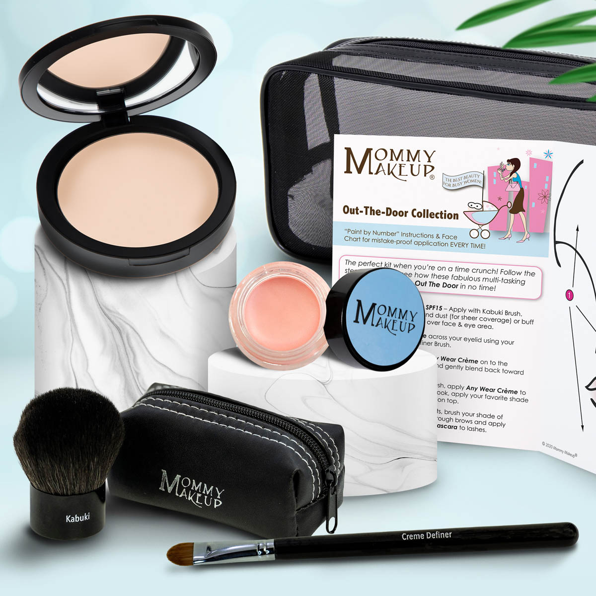 Colección Out The Door | Set de maquillaje multiusos, fácil de llevar y sin talco