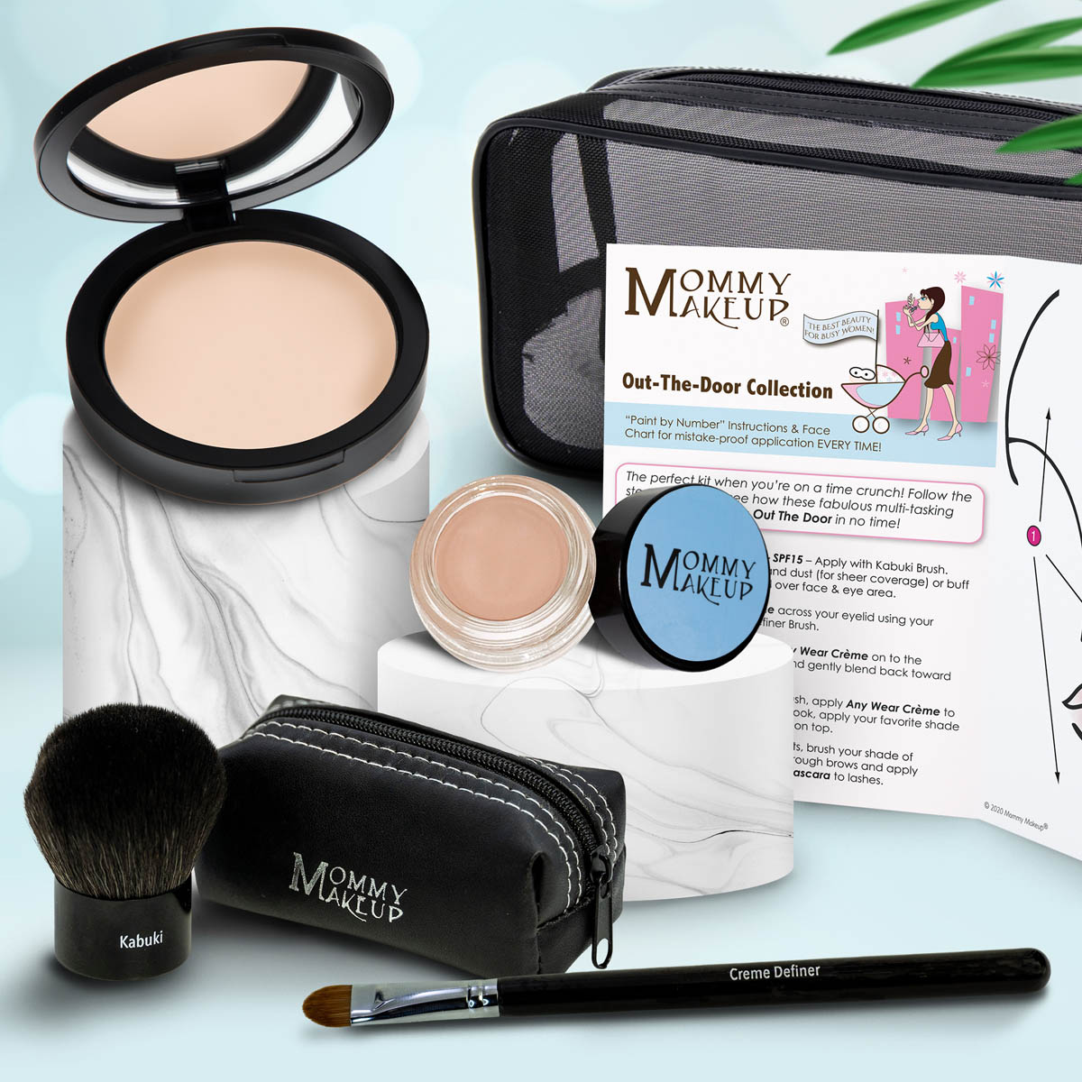 Colección Out The Door | Set de maquillaje multiusos, fácil de llevar y sin talco