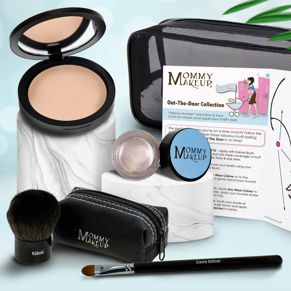 Colección Out The Door | Set de maquillaje multiusos, fácil de llevar y sin talco