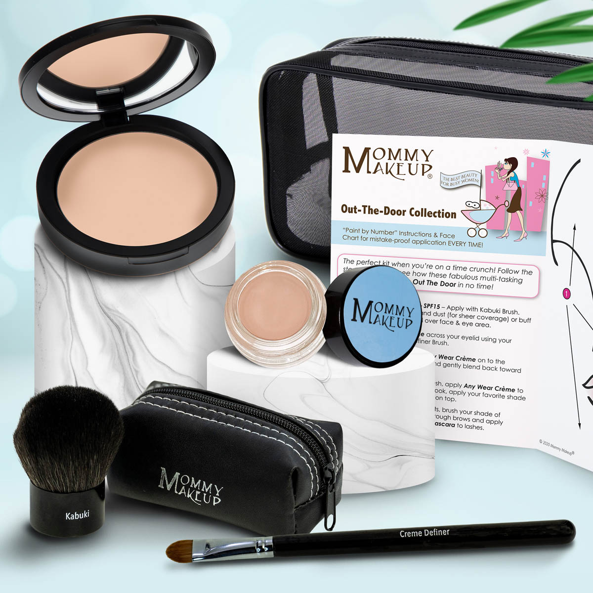 Colección Out The Door | Set de maquillaje multiusos, fácil de llevar y sin talco