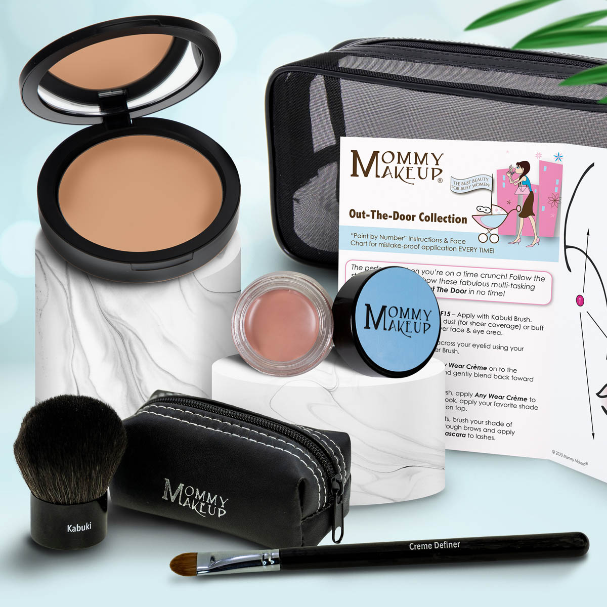 Colección Out The Door | Set de maquillaje multiusos, fácil de llevar y sin talco