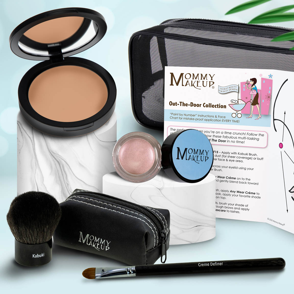 Colección Out The Door | Set de maquillaje multiusos, fácil de llevar y sin talco