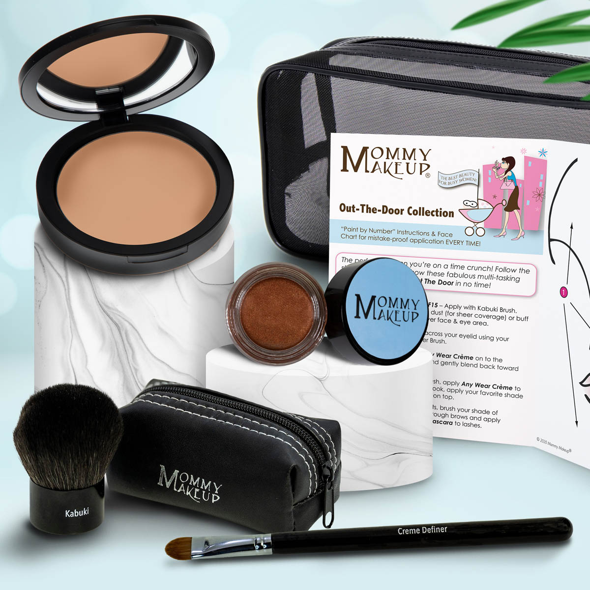 Colección Out The Door | Set de maquillaje multiusos, fácil de llevar y sin talco
