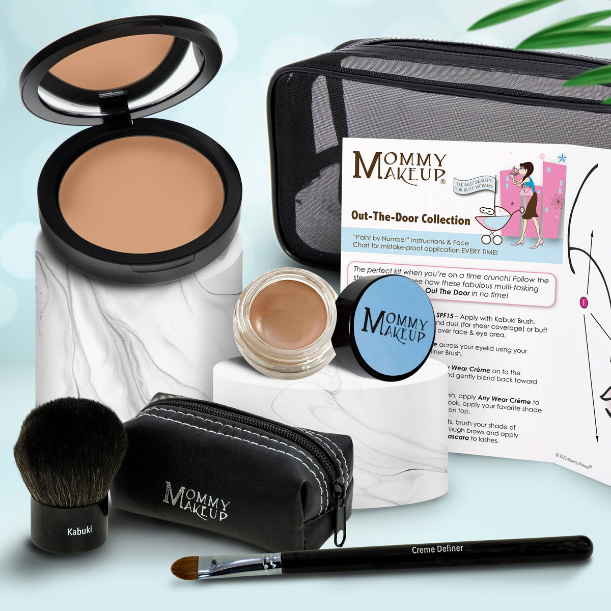 Colección Out The Door | Set de maquillaje multiusos, fácil de llevar y sin talco