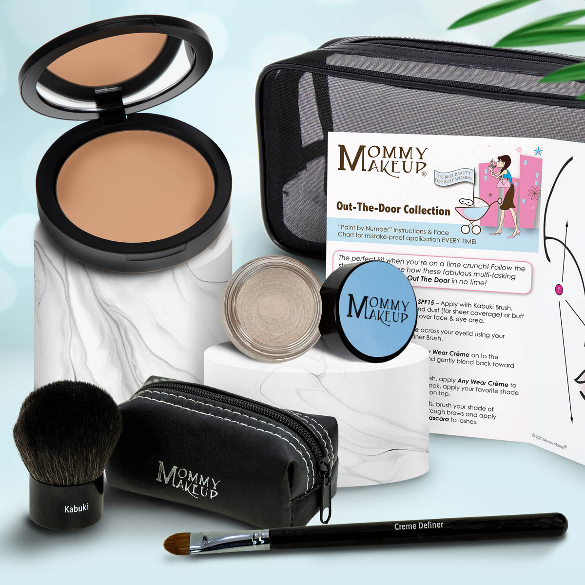 Colección Out The Door | Set de maquillaje multiusos, fácil de llevar y sin talco