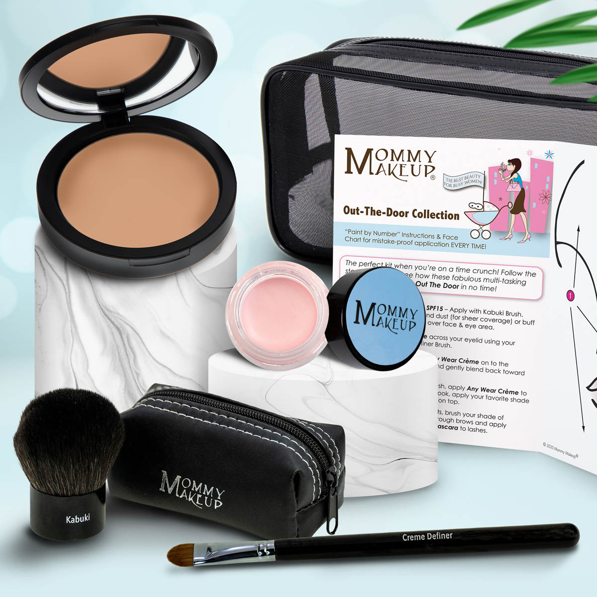 Colección Out The Door | Set de maquillaje multiusos, fácil de llevar y sin talco