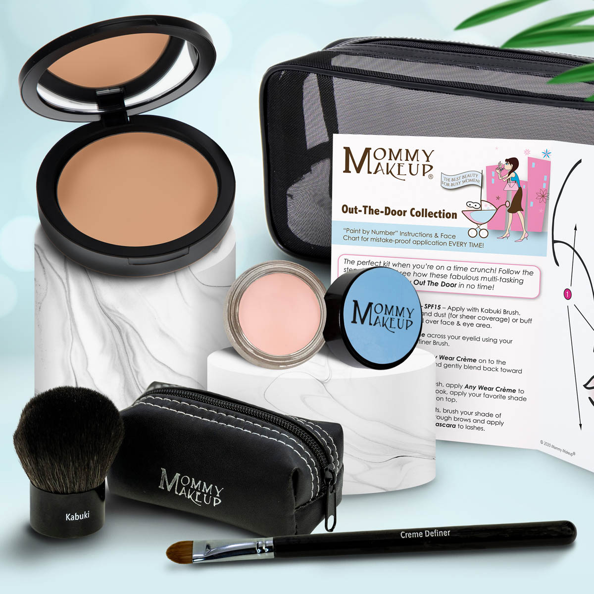 Colección Out The Door | Set de maquillaje multiusos, fácil de llevar y sin talco