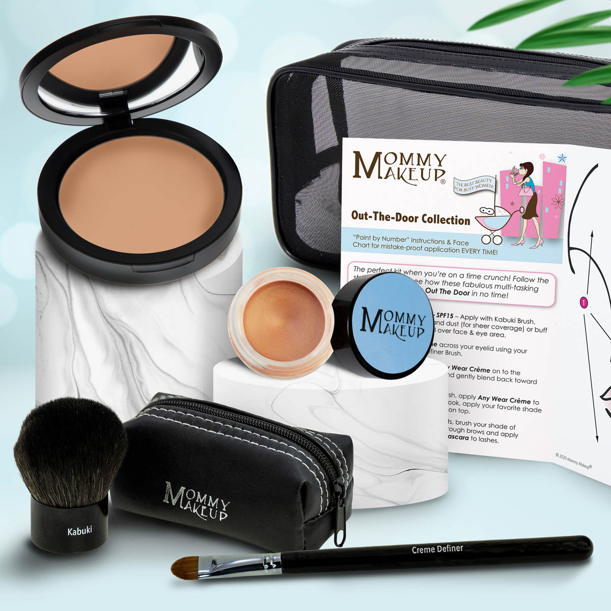 Colección Out The Door | Set de maquillaje multiusos, fácil de llevar y sin talco