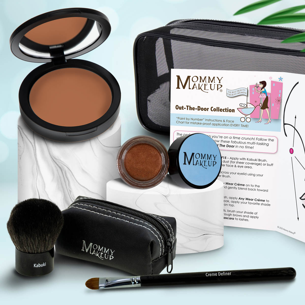 Colección Out The Door | Set de maquillaje multiusos, fácil de llevar y sin talco