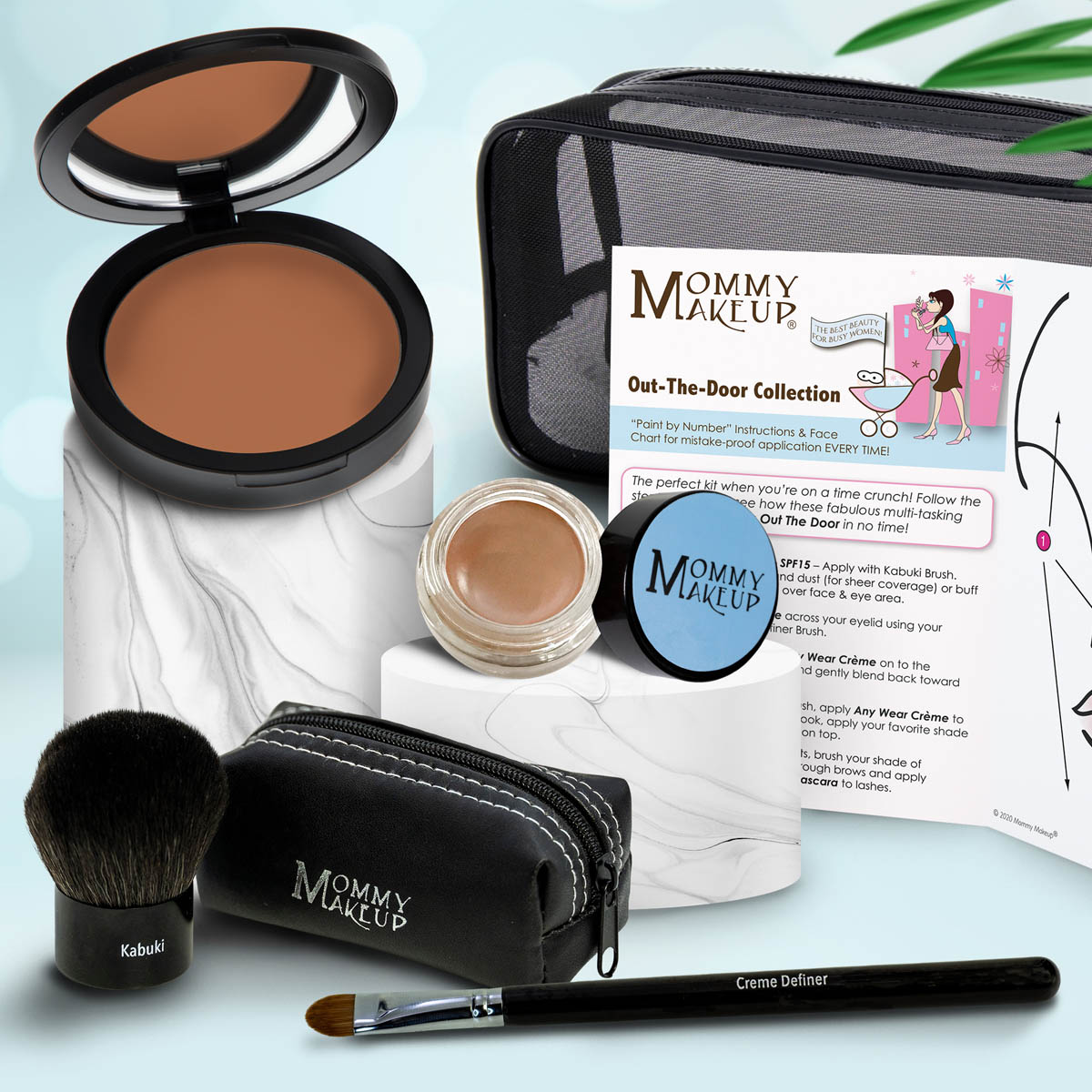 Colección Out The Door | Set de maquillaje multiusos, fácil de llevar y sin talco