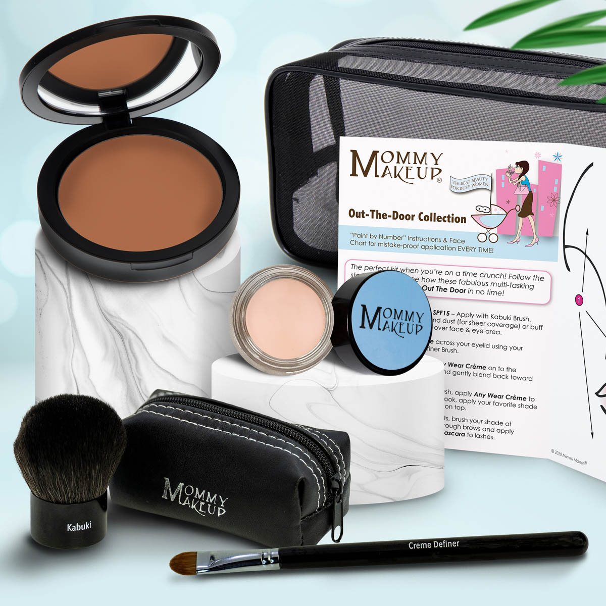Colección Out The Door | Set de maquillaje multiusos, fácil de llevar y sin talco