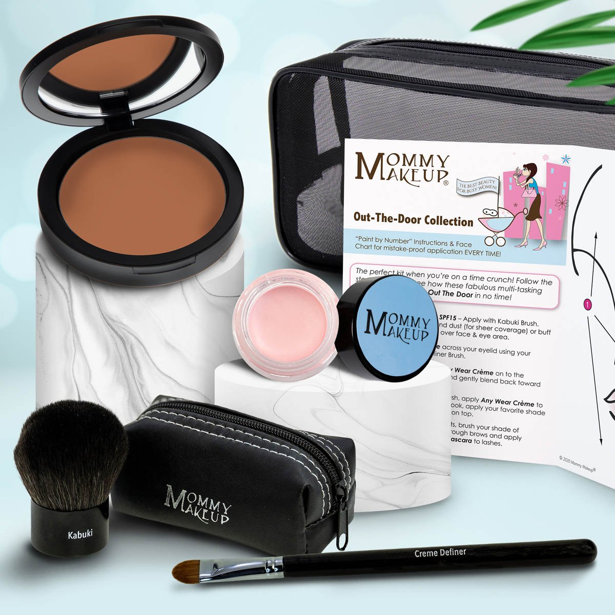 Colección Out The Door | Set de maquillaje multiusos, fácil de llevar y sin talco
