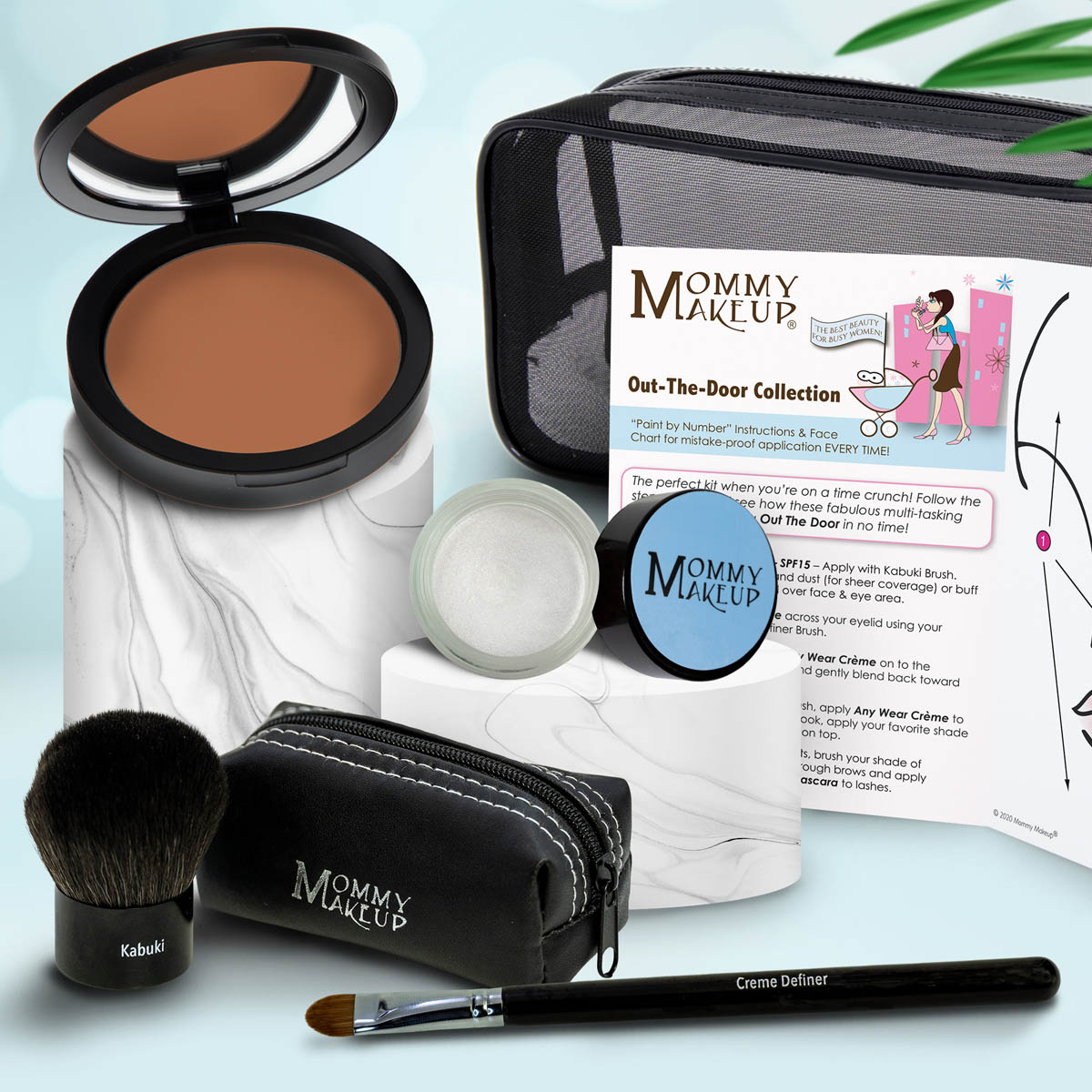 Colección Out The Door | Set de maquillaje multiusos, fácil de llevar y sin talco