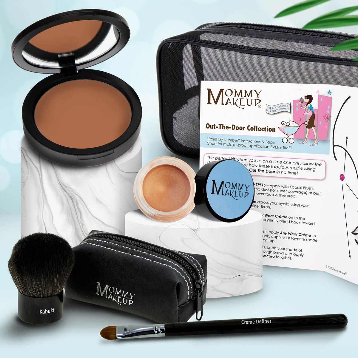 Colección Out The Door | Set de maquillaje multiusos, fácil de llevar y sin talco