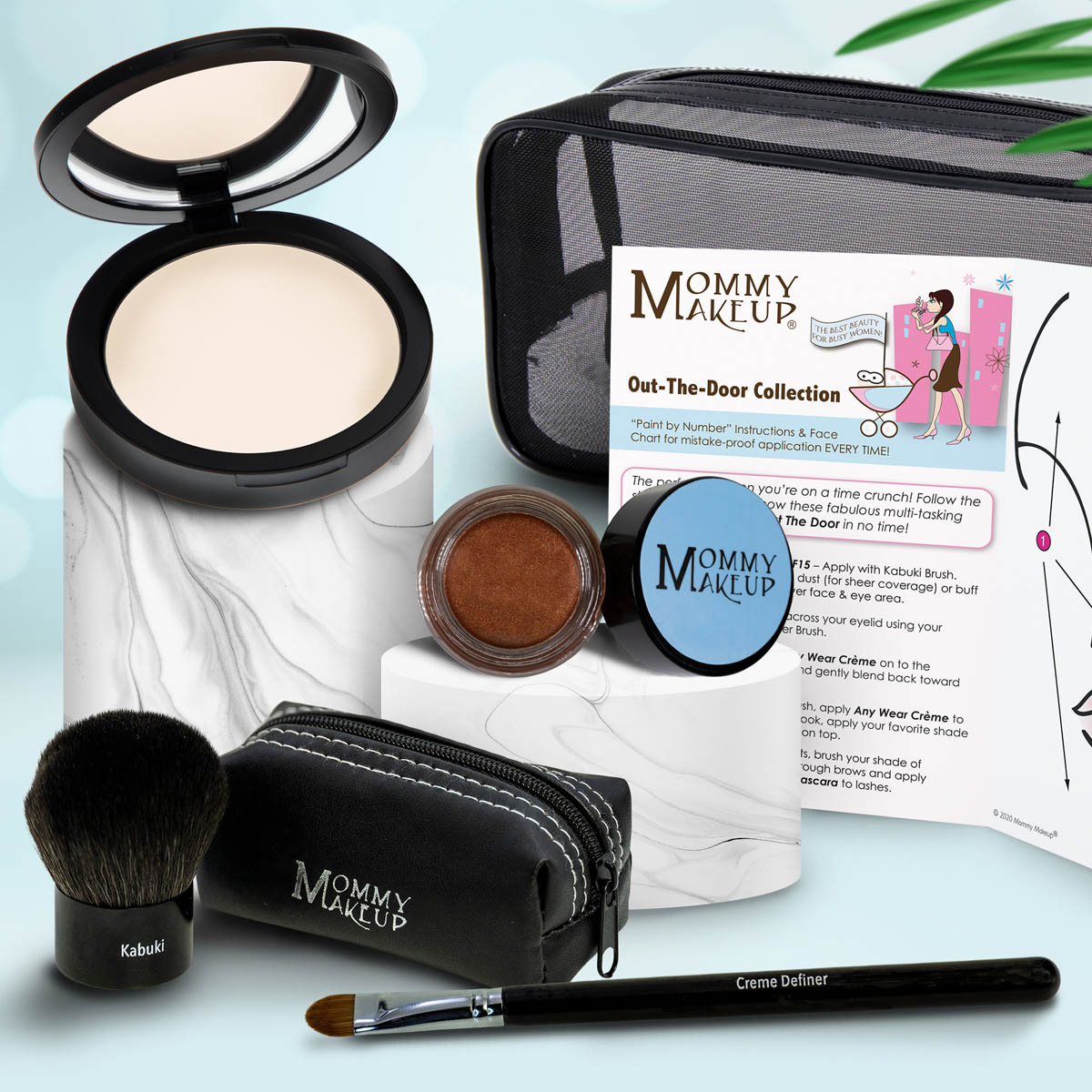 Colección Out The Door | Set de maquillaje multiusos, fácil de llevar y sin talco