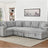 Oversized Plush Sectional Sofa with Pull Out Bed-0
