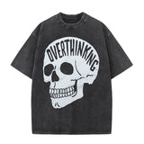 Overthinking Skull Print Washed T-shirt