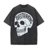 Overthinking Skull Print Washed T-shirt