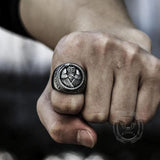 Owl And Ouroboros Stainless Steel Ring