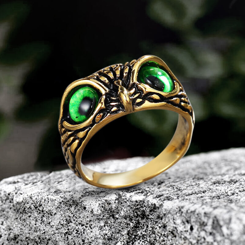 Anillo de acero inoxidable con ojo de búho